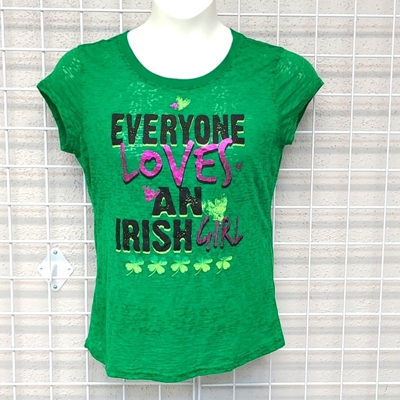 Rocket Girl All Access Everyone Loves An Irish Girl Burnout Tee Size 14 - Picture 1 of 6